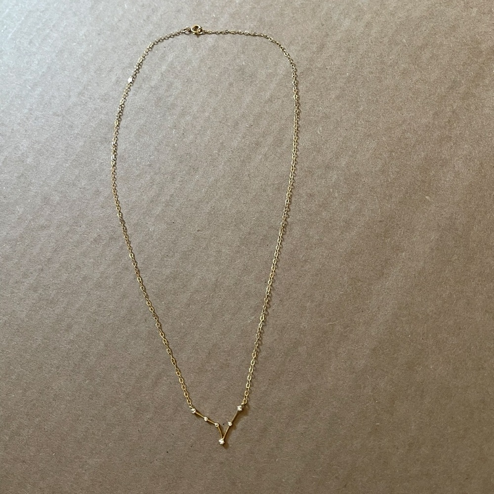 Gold Pisces Rhinestone Constellation Necklace